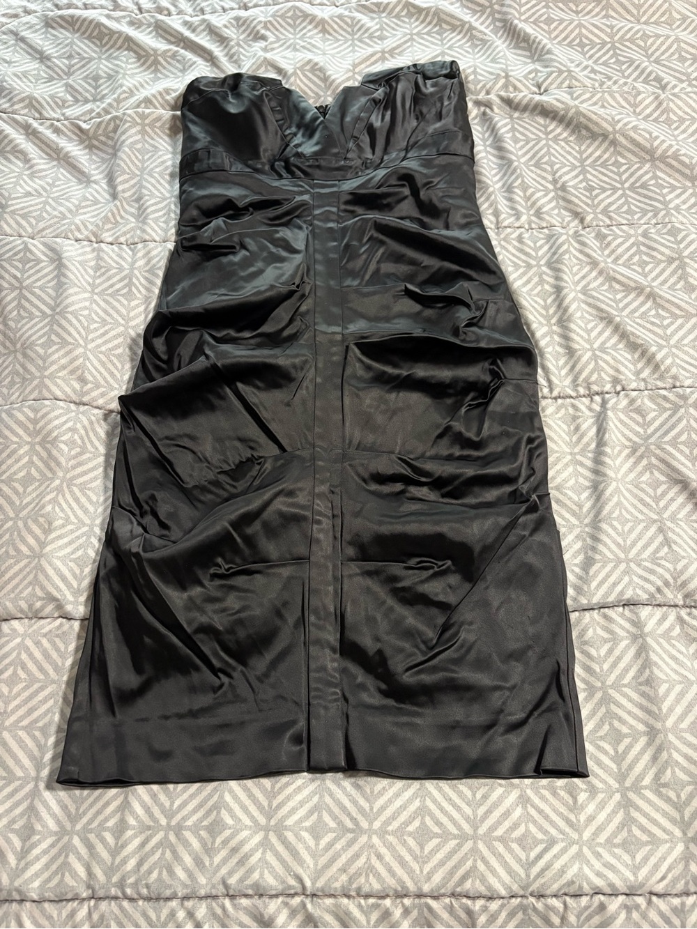 Classic Strapless Black Satin Sheath Dress